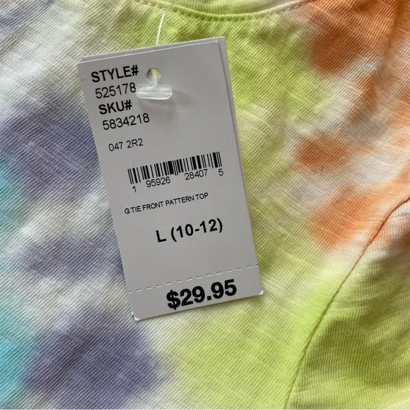 Lands End NWT Tie Dye T-Shirt With Pockets Size 10-12 - Picture 2 of 5